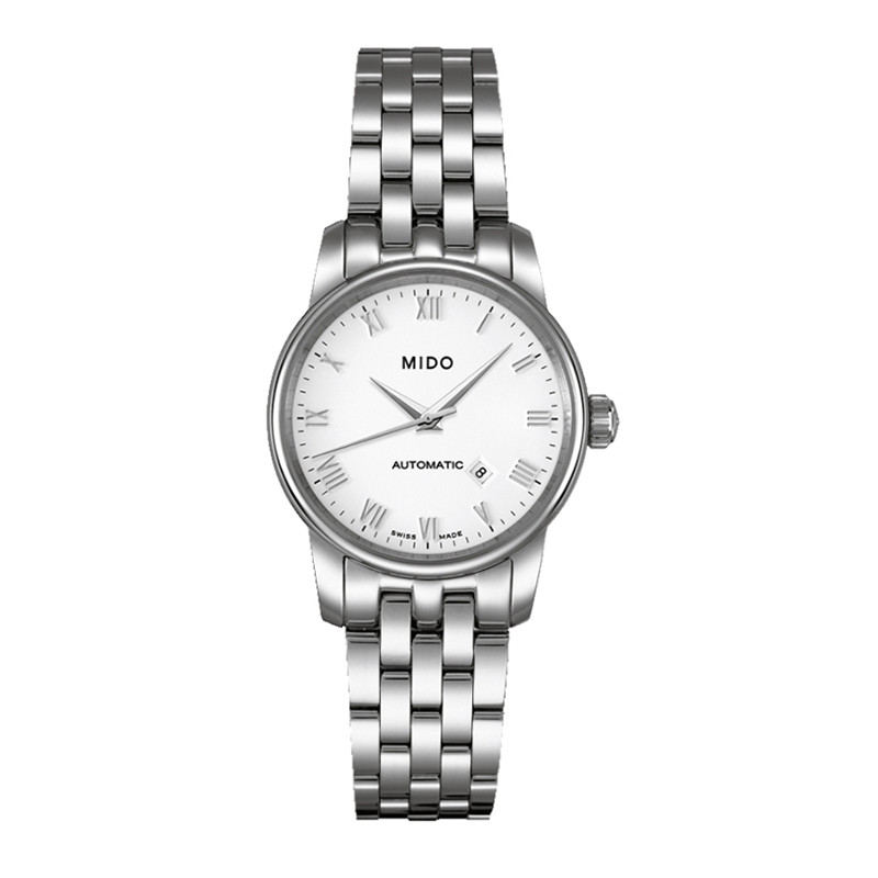 Mido/beren Saili Series M7600.4.26.1 นาฬิกาข้อมือ สายเหล็ก สีขาว เส้นผ่าศูนย์กลาง 29 มม. สําหรับผู้หญิง