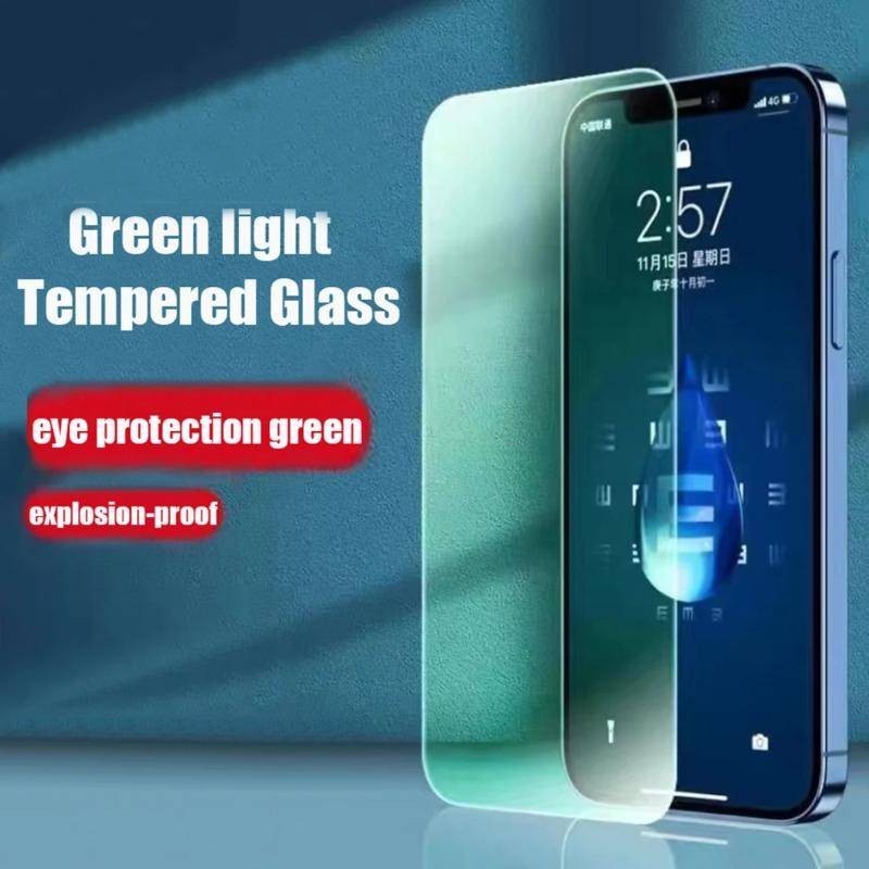 1-3Pcs 100Dสีเขียวกระจกนิรภัยฟิล์มสําหรับiPhone 15 14 11 8 7 6 6S Pro Max Plus XS Maxระเบิดป้องกันหน้าจอโทรศัพท์สําหรับiPhone 13 12 Pro Max Mini SE 2020 2022 XR X