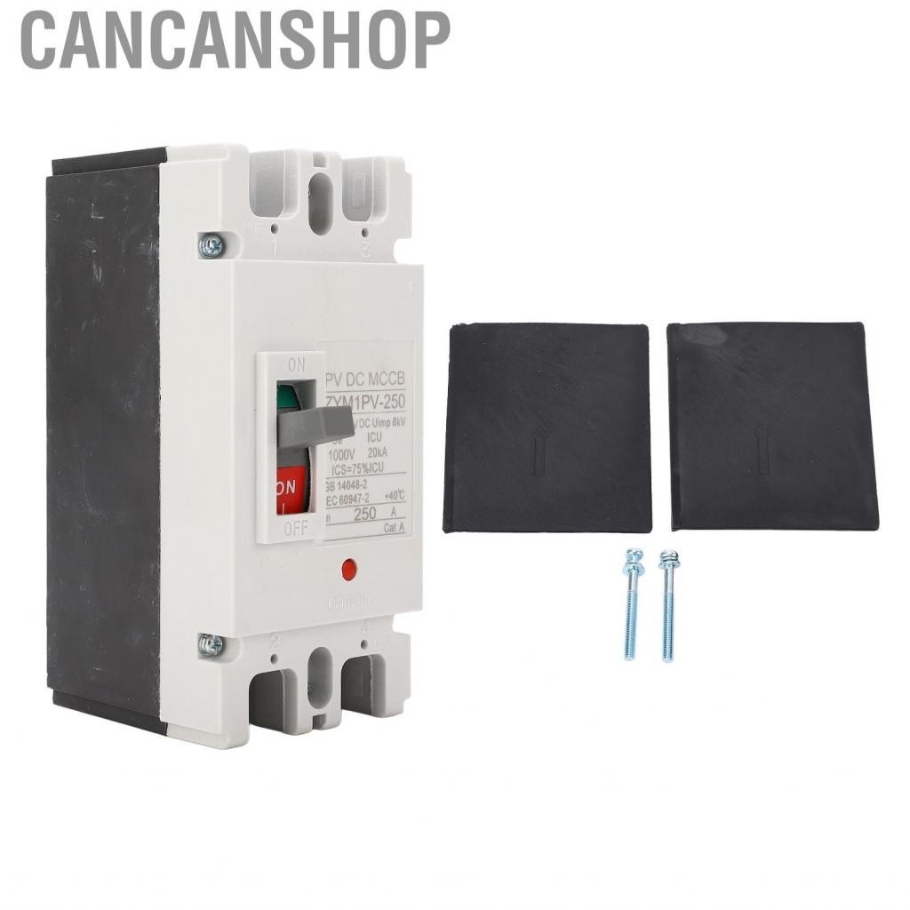 Cancanshop 2P Circuit Breaker MCCB Overload Protection Flame Retardant 1000V 250A Thermosetting Plastic for Power Devices