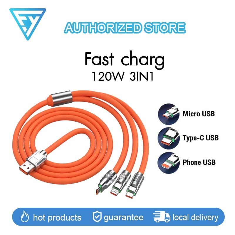 สายชาร์จ type c สายชาร์จUSB 3 in 1 แท็บเล็ต พกพาสะดวก ความยาว 1 เมตร แข็งแรง ทนทาน กันน้ำ