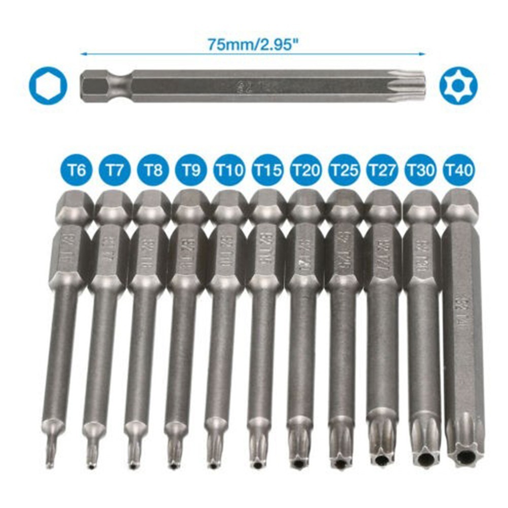 คุ้มค่ามาก 1 ชิ้น -T40 หัวแม่เหล็ก Torx ไขควง บิต 75 มม. ความปลอดภัย งัดแงะ ป้องกันดาว