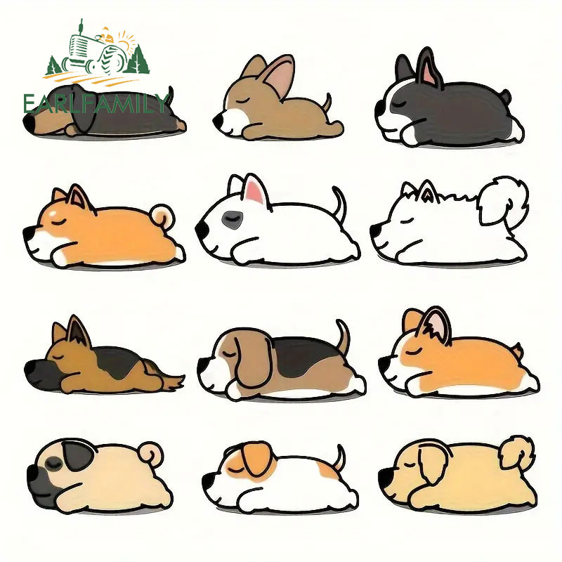 EARLFAMILY 13 ซม.สุนัขการ์ตูนรถสติกเกอร์บุคลิกภาพครีมกันแดดCampervanกันชนWindowsไวนิลกันน้ําDecals Scratch-Proofรถที่น่าสนใจจัดแต่งทรงผม