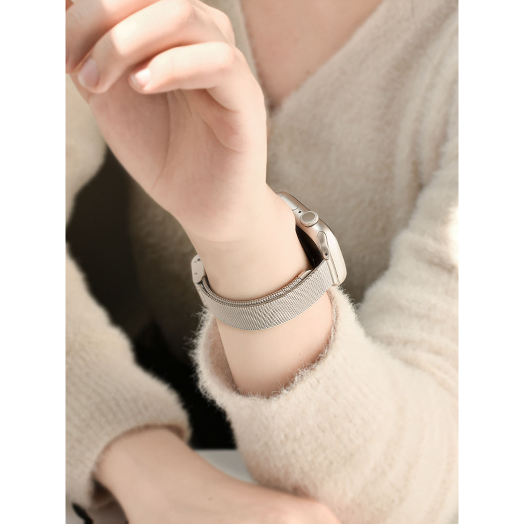 [ลายตาข่าย เอวเล็ก น้ําหนักเบา] สายนาฬิกาข้อมือโลหะ น้ําหนักเบา สําหรับ applewatch S9 S8 iwatch7 6 5 4 3 se 2m