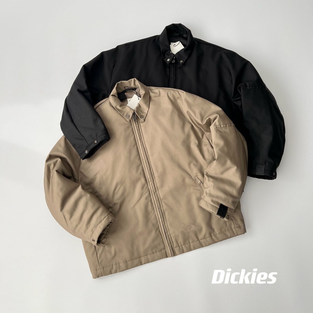 NBA0 NBHD×DICKIES Solid Color Polo Collar Quilted Cotton Embroidered Loose Cotton Coat Jacket Versatile Trendy Coat for Couple Men and Women