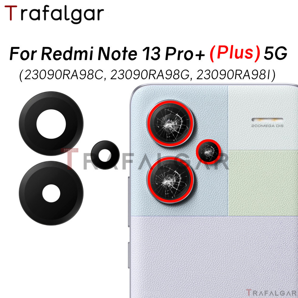 เลนส์กระจกกล้องด้านหลัง แบบเปลี่ยน พร้อมสติกเกอร์กาว สําหรับ Xiaomi Redmi Note 13 Pro+Plus 5G 23090R