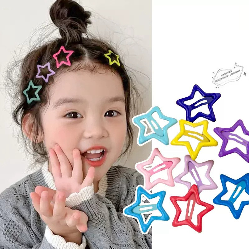 ลูกอมสีน้ํามันหยดดาวกิ๊บสาวหวานน่ารักห้าจุดหักเรียบด้านเล็กๆน้อยๆBBเกาหลีเด็กเครื่องประดับ