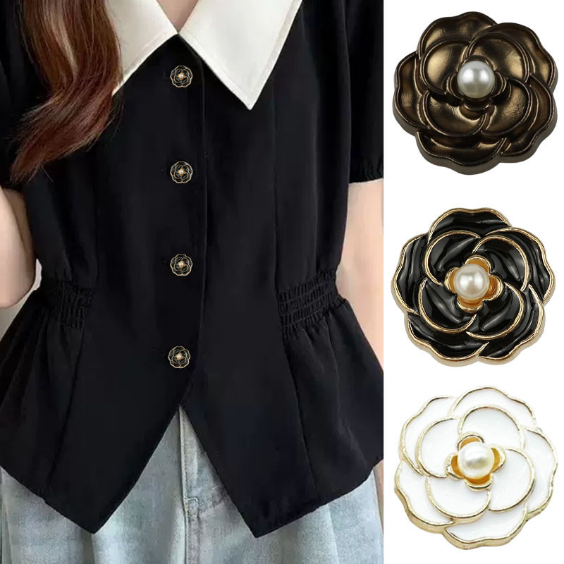 Bfxdg กระดุมไข่มุก ลายดอกคามิเลีย สวยงาม ระดับไฮเอนด์ สําหรับตกแต่งเสื้อกันหนาว เสื้อแจ็กเก็ต เสื้อผ้า 10 ชิ้น ต่อชุด