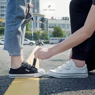 👣รองเท้านักเรียน👣สินค้าพร้อมจำหน่าย รองเท้าผ้าใบแฟชั่นสตรีสไตล์เกาหลี เวลโครก็สะดวก