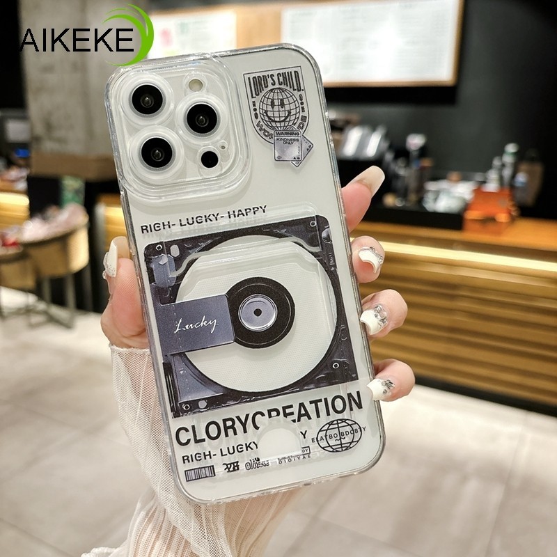 เคสโทรศัพท์มือถือแบบนิ่ม ใส ลายฉลาก CD พร้อมช่องใส่บัตร สไตล์เรโทร สําหรับ Huawei Nova 3i 5T 8 4E Y6