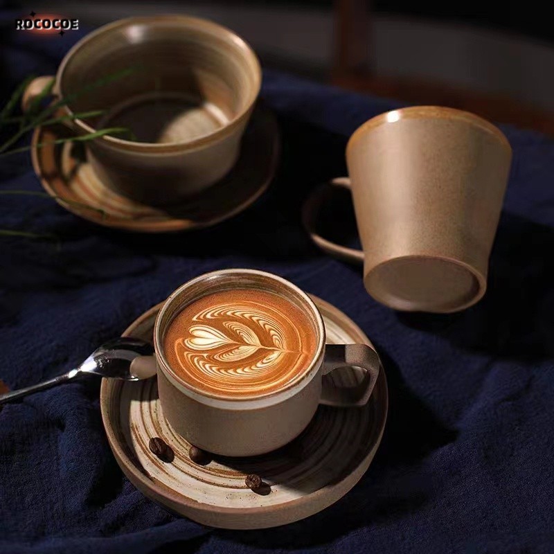 ชุดถ้วยกาแฟเซรามิค สไตล์วินเทจ สําหรับใส่เครื่องปั้นดินเผา อาหารเช้า