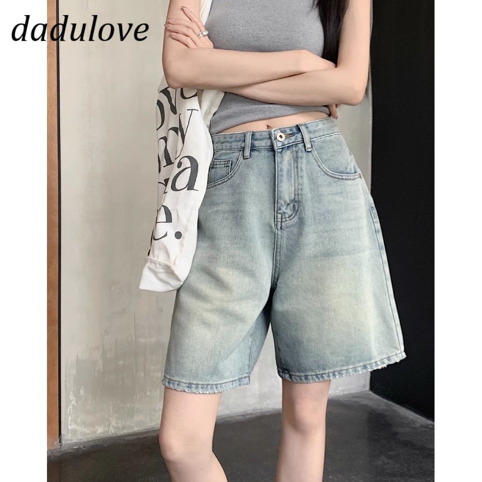 DaDulove New American Ins High Street Retro Denim Shorts Niche High Waist Wide Leg Pants Large Size Hot Pants