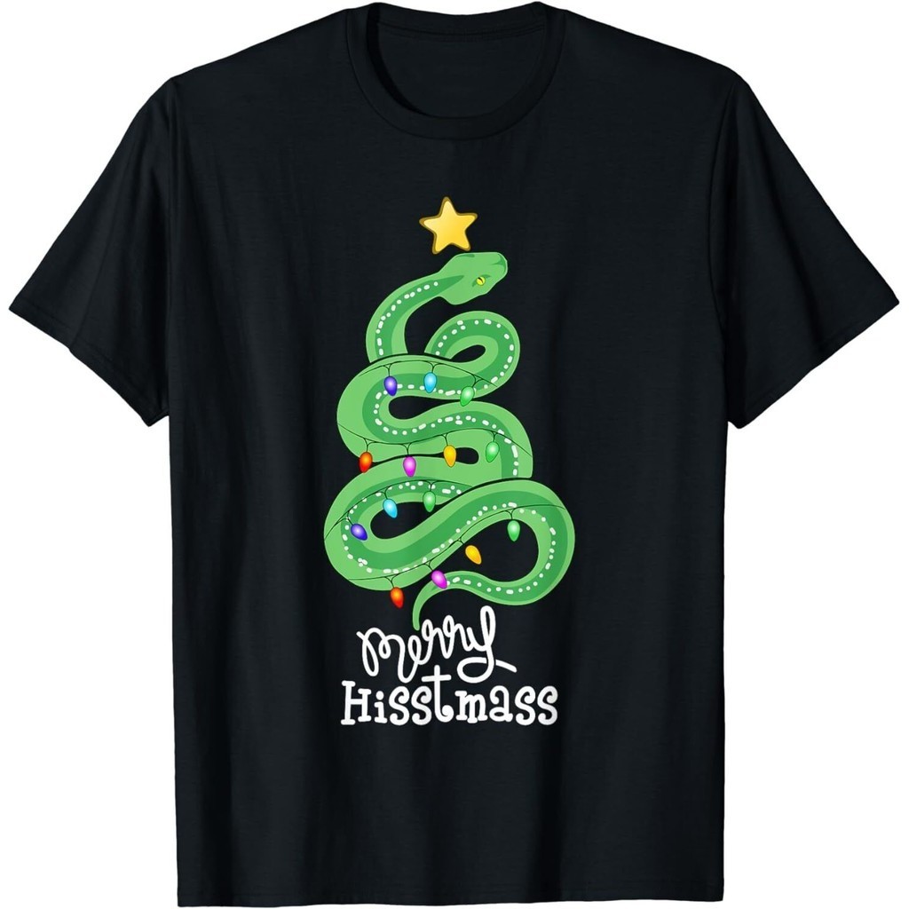 ตลก Merry Histmass Python Snake Merry Christmas Tree เสื้อยืด