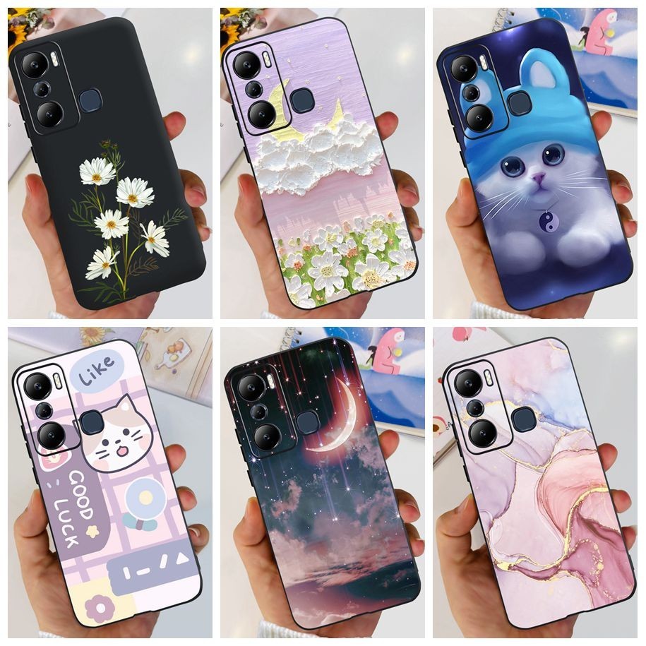 เคสโทรศัพท์มือถือ ซิลิโคนนิ่ม กันกระแทก ลายหินอ่อน ดอกไม้ หรูหรา สําหรับ Infinix Hot 20i Case X665C X665E Hot20i