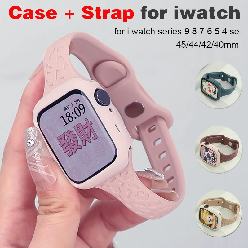 เคสซิลิโคน TPU พร้อมสายคล้อง สําหรับ Apple Watch 44 มม. 45 มม. 41 มม. 40 มม. 42 มม. i Watch Series 9 8 se 7 6 5 4 3 2 1