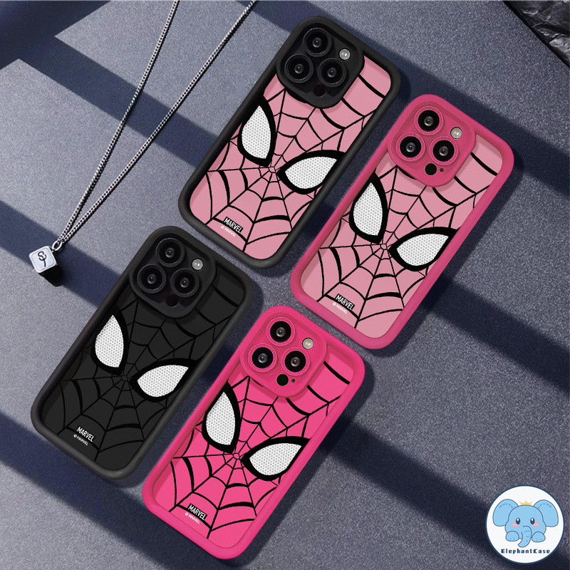 คู่รักเย็น Spiderman แมงมุมตาน่ารักลูกอมสีมาร์เวลปก iPhone 11 12 15 14 13 Pro Max 6 15 7 8 6s Plus X XR XS Max SE 2020
