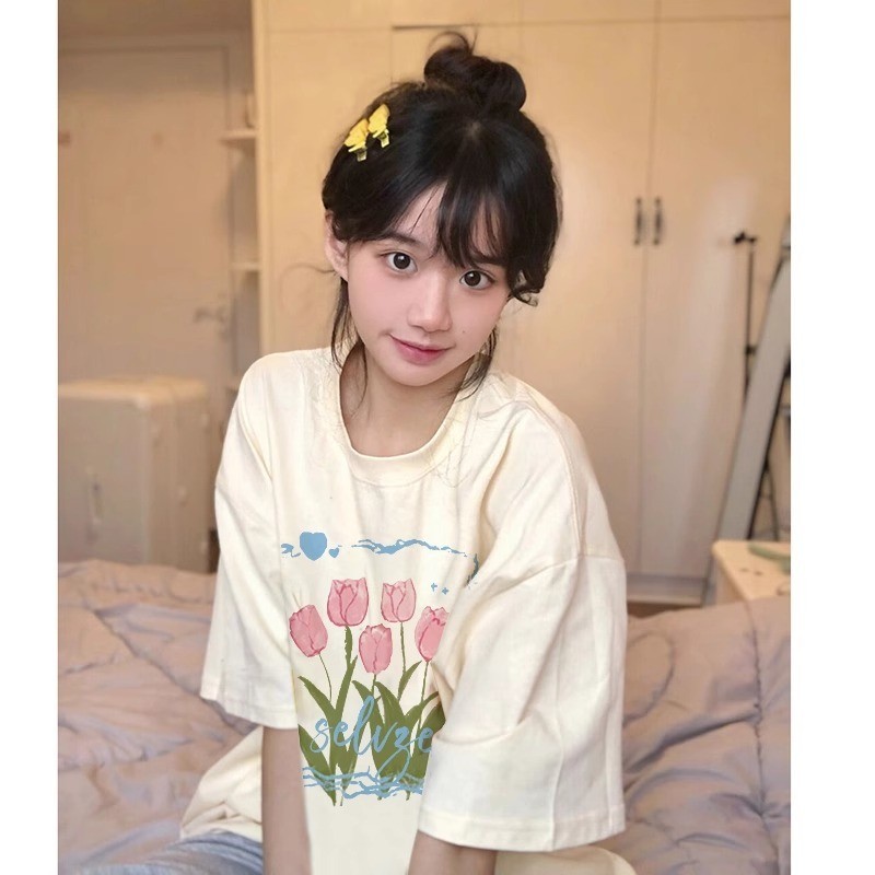 （พร้อมส่งจากกทม มาถึงใน 2วัน）เสื้อยืดยอดฮิตสไตล์ญี่ปุ่นและเกาหลี ลายการ์ตูน ใส่สบาย เสื้อเชิ้ตลำลอง oversize