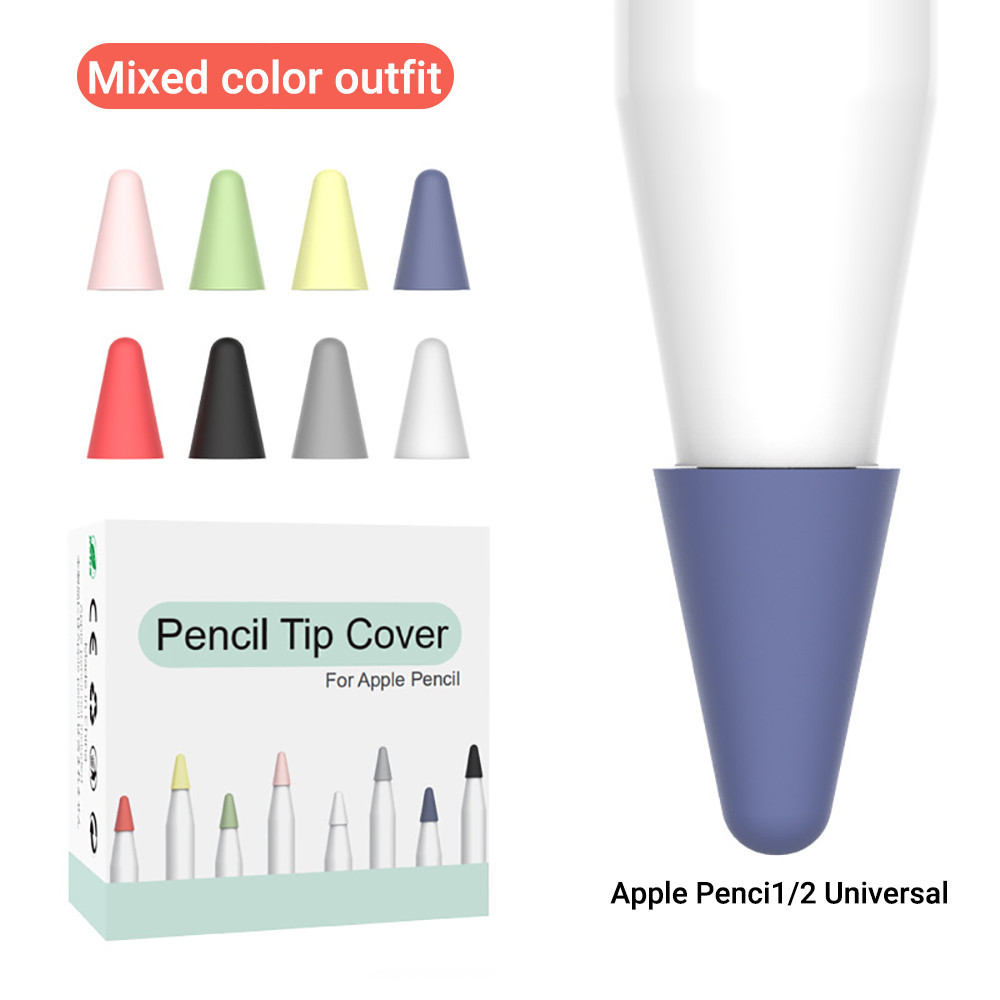 จุกปากา คละสี8ชิ้น สำหรับปากกาไอแพดรุ่น For Apple Pencil 1 2 จุกซิลิโคนหุ้มถนอมหัวปากกาซิลิโคน