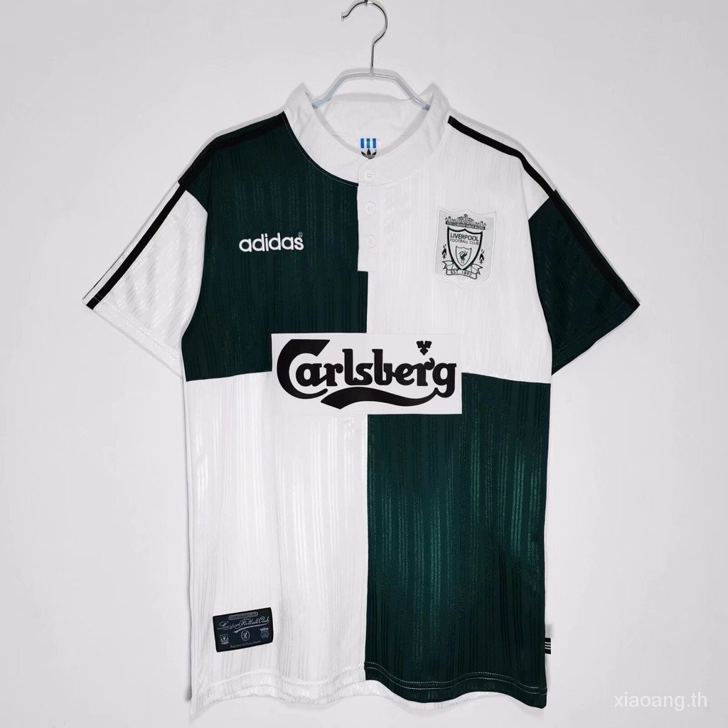 เสื้อกีฬาแขนสั้น ลายทีมชาติฟุตบอล Liverpool 1995-96 AAA สไตล์เรโทร คุณภาพสูง T6FT