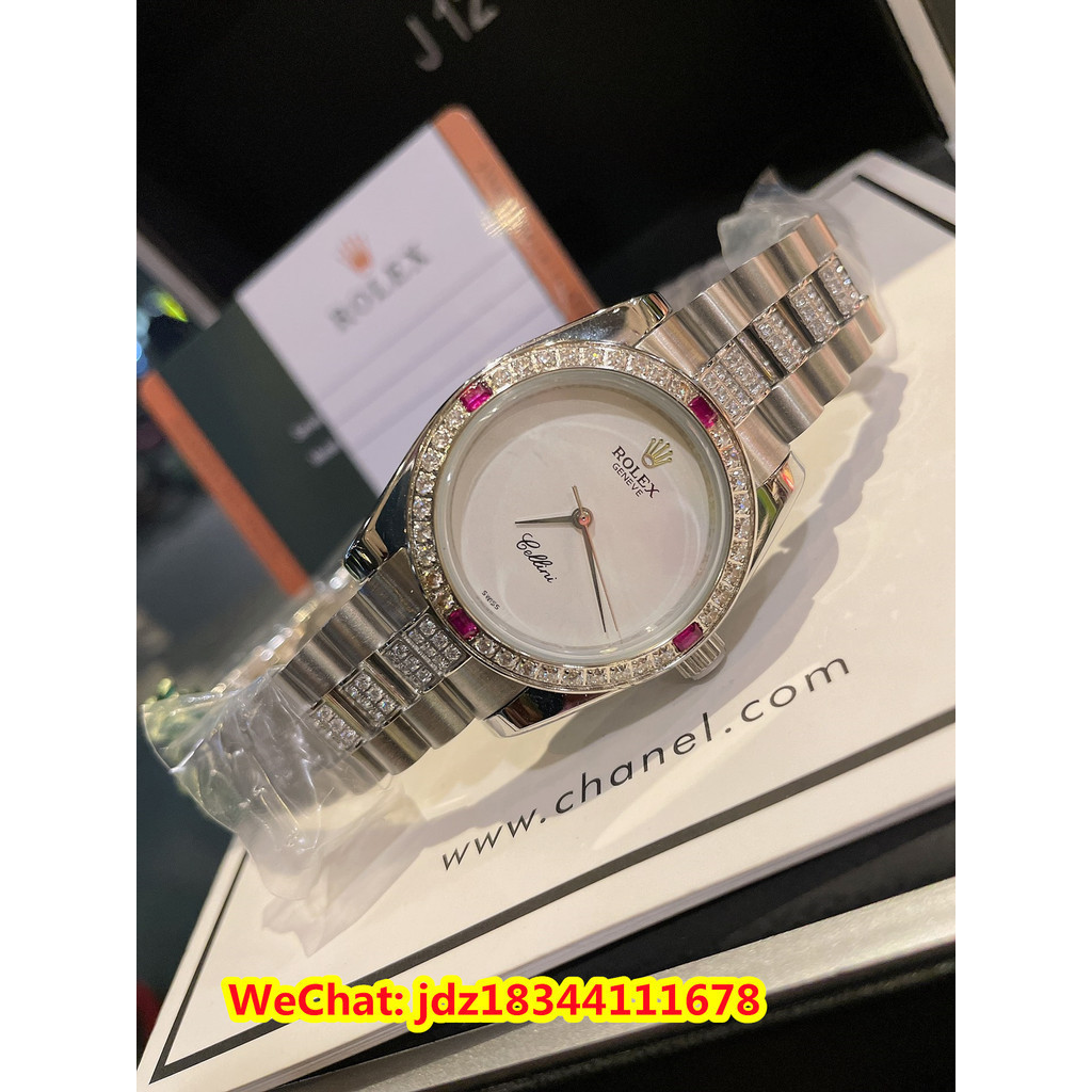 Rolex Datejust Series นาฬิกาข้อมือ คลาสสิก สายเข็มขัดเหล็ก ประดับเพชร สําหรับผู้หญิง