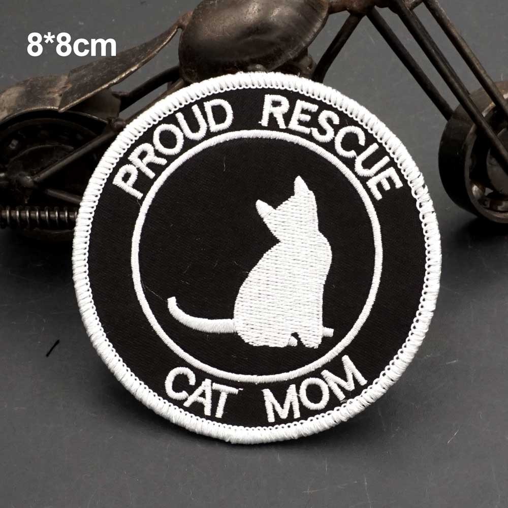 【Customized 】แผ่นแพทช์เวลโคร ปักลายสัญลักษณ์ AQ Proud rescue of cat mother สําหรับตกแต่งเสื้อแจ็กเก็ตยีน กระเป๋าเป้สะพายหลัง