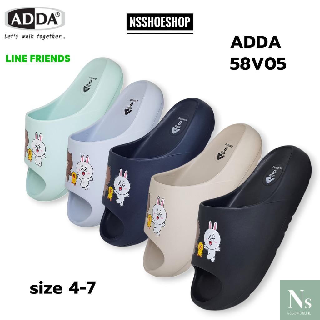 [ส่งเร็ว] ใหม่!!! Adda 58V05 Line Friends รองเท้าแตะ รองเท้าผู้หญิง ทรงมินิมอล size 4-7