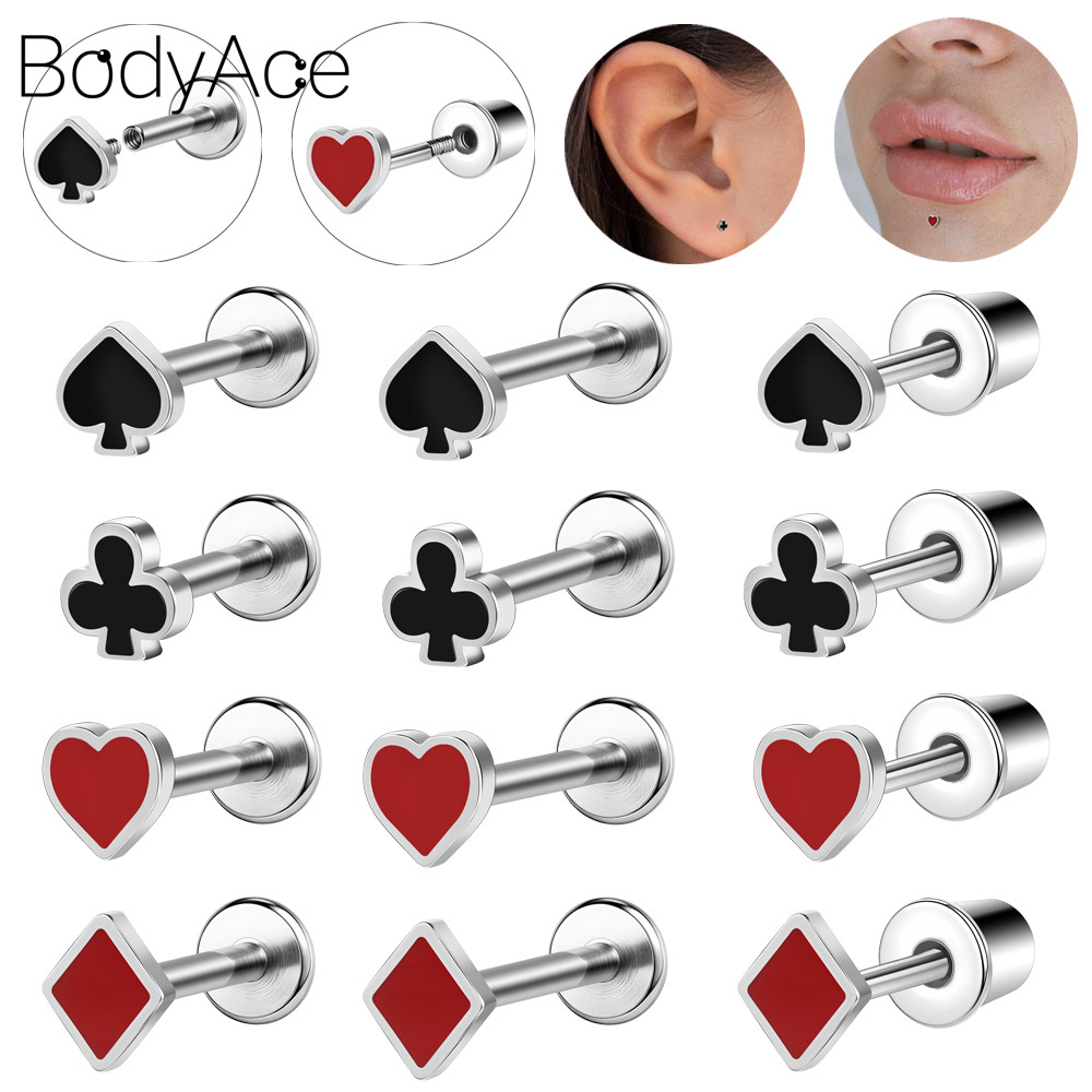 Bodyace 1 Pc สแตนเลสสตีล Lip Piercing Lobe