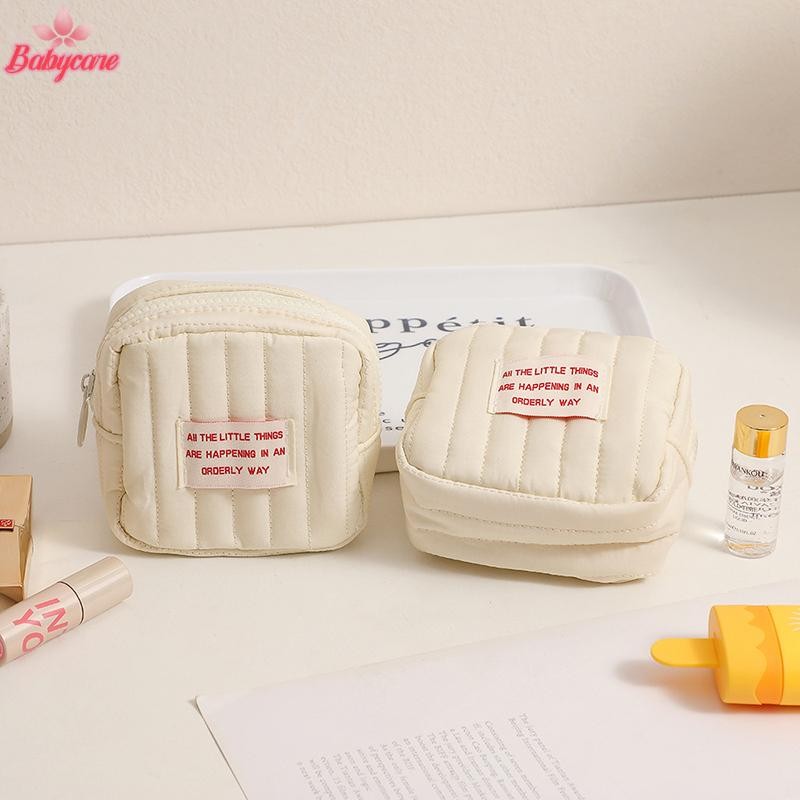 Byce> กระเป๋าเครื่องสําอางผู้หญิงขนาดเล็กสําหรับแต่งหน้าก้อนบรรจุ Travel Organizer Essentials สายชาร์จกระเป๋าเก็บกระเป๋าห้องน้ําสุภาพสตรีใหม่
