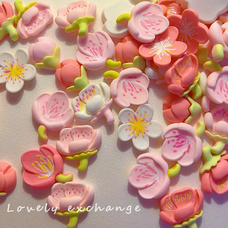 คลิปผมทำมือซีรีส์ดอกพีชฤดูร้อนใหม่ 100 ชิ้น ทำจากครีมกาว ทำเอง คลิปผม กรอบรูป เคสโทรศัพท์ ขวดน้ำ อุปกรณ์ทำมือน่ารัก - รูปที่ 3