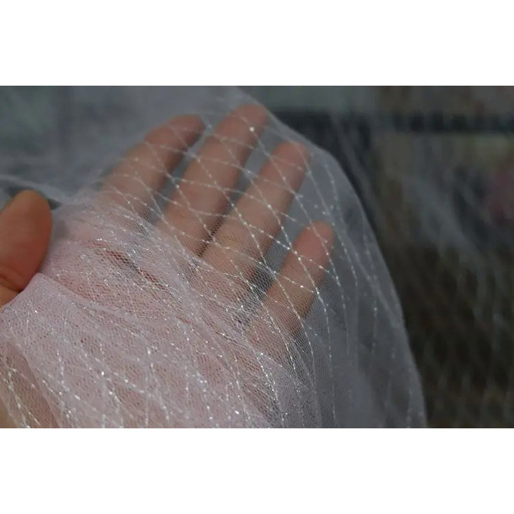 150cm wide 1meter/lot Thin Tulle Fabric Veil Lace Fabric Material Grid Black White Gold Silver Threa