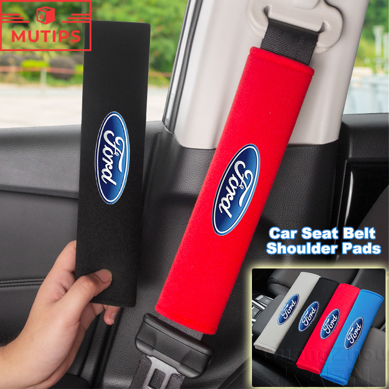 2 ชิ้น Ford เข็มขัดนิรภัยรถยนต์ แผ่นรองไหล่ ปลอกหุ้มเข็มขัดนิรภัย ปลอกป้องกันเข็มขัดนิรภัย เหมาะสำหรับ Ranger Raptor Everest Fiesta Focus Mustang Escape Ecosport STI