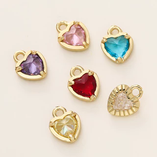 St. kunkka 4-6 ชิ้นจี้เพทายหัวใจ 18K สีการเก็บรักษา Love จี้เพชรสําหรับ DIY สร้อยข้อมือสร้อยคอทํา