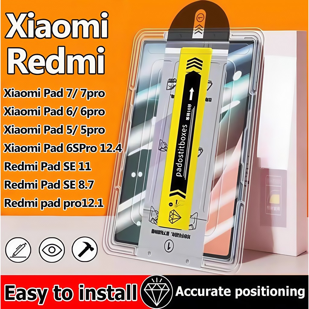พร้อมบล็อกติดฟิล์ม ฟิล์มกระจก Xiaomi/ Redmi ฟิล์มกระจก Redmi SE11 /SE8.7 /pro12.1 Xiaomi Pad 7/7pro Pad6/6pro 5/5pro Pad 6spro ฟิล์มกระจก Xiaomi