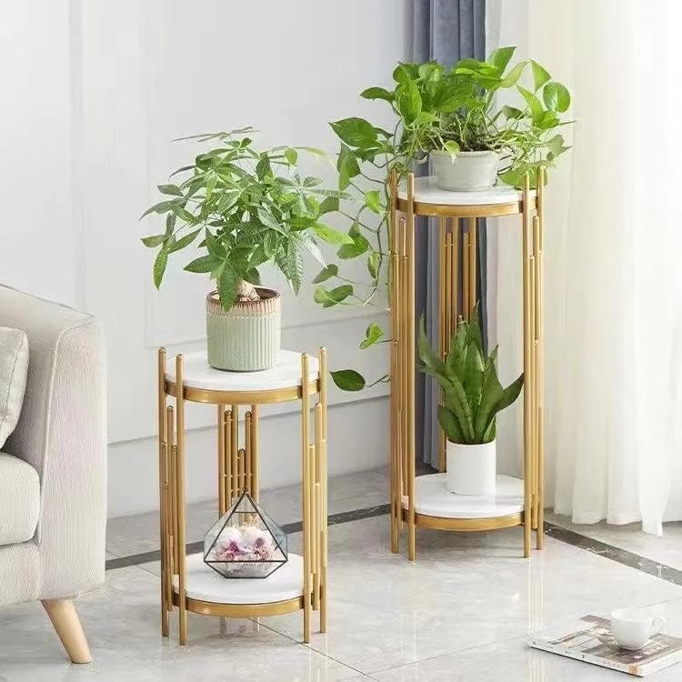 ชั้นวางดอกไม้ Flower Stand 2 ชั้น ที่วางกระถางดอกไม้ วัสดุเหล็ก สำหรับบ้านและสวน
