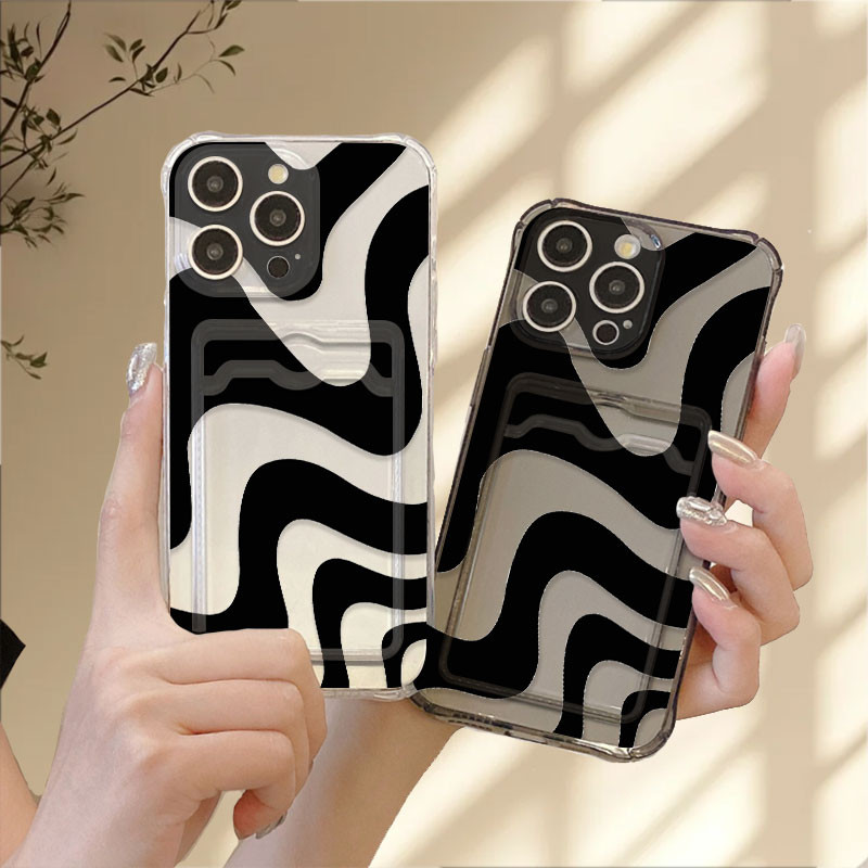 Stripe Softcase Slot Card Holder Bag Casing for Infinix Note 40 30 12 Pro 30 4G 30i 30 VIP 12i Note 