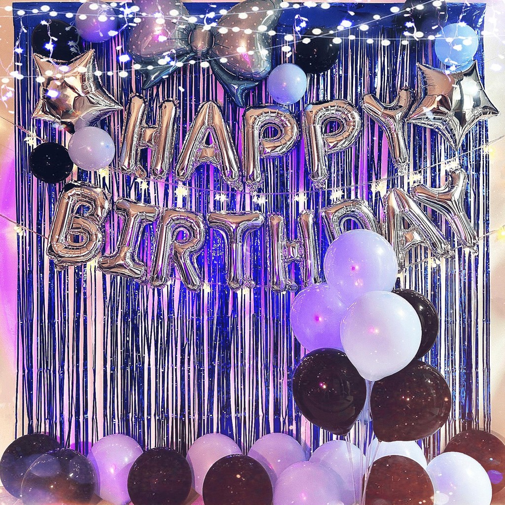 ขายดี Happy Birthday set อุปกรณ์ครบ ตัวอักษร ลูกโป่งมุก ที่สูบลม กาว ริบบิ้น