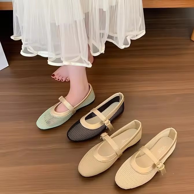 พร้อมส่งจาก กทม. รองเท้าแมรี่เจน ตาข่ายสวยไม่กัดเท้า Mary jane shoes ใส่สบายระบายอากาศ