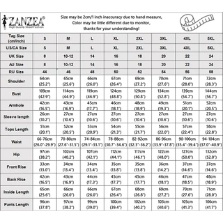 ZANZEA ซานเซีย ผู้หญิงฤดูใบไม้ผลิพิมพ์แขนโคมไฟด้านบน + กางเกงกลับเอวยืดหยุ่นกางเกงบานวันหยุดชุดลําลอง