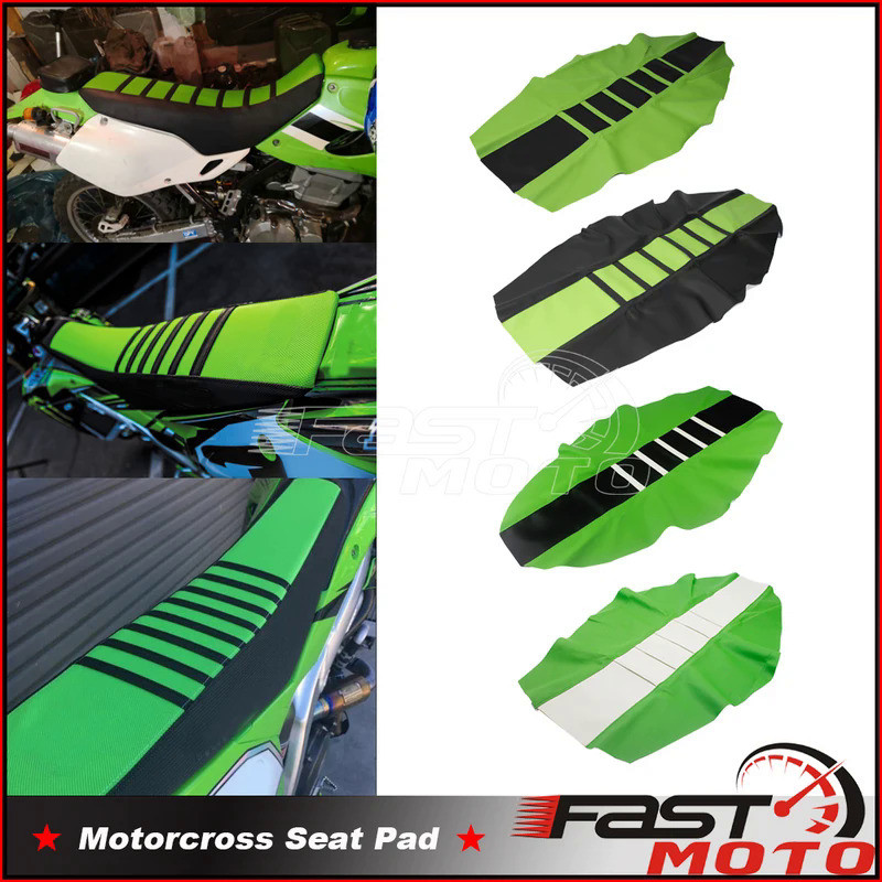 Mf For Kawasaki Black/Green Motocross MX Ribbed Traction Seat Cover Pad for KX85 KX112 KX100 KX65 KX