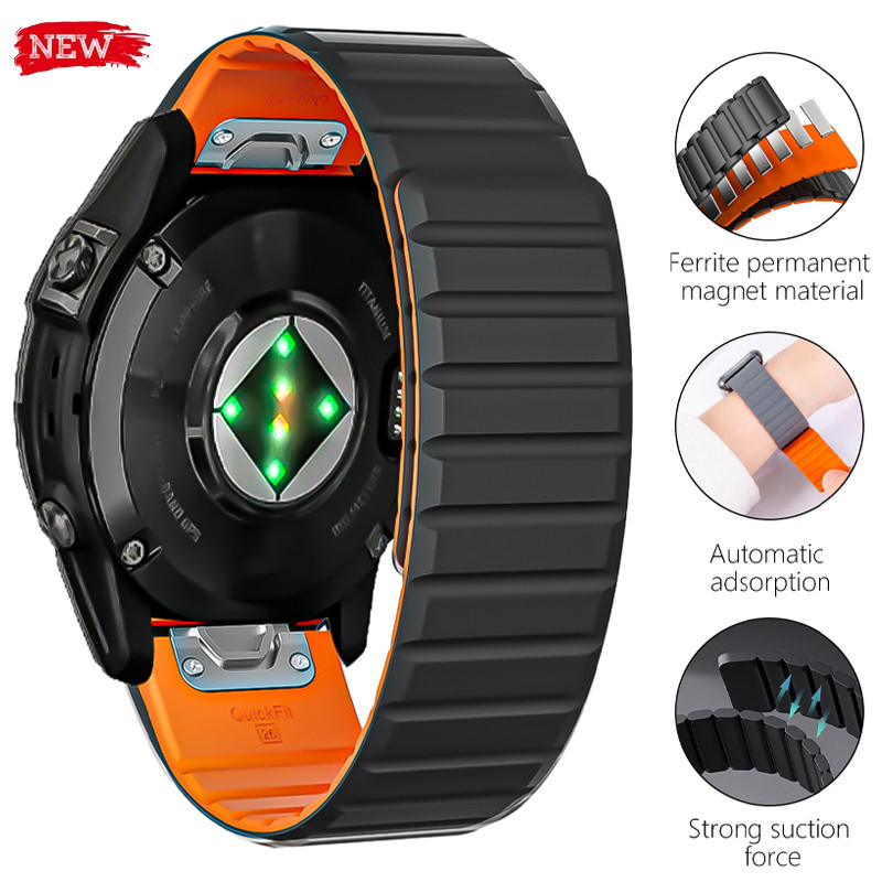 สายนาฬิกาข้อมือซิลิโคน แบบแม่เหล็ก 22 มม. 26 มม. สําหรับ Garmin Fenix 7X 6X 5X Plus 3HR Fenix 6 7 955