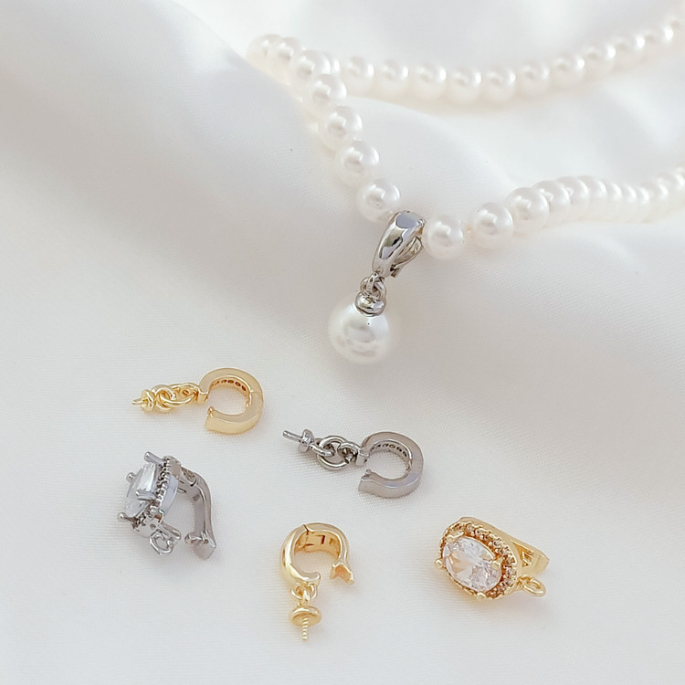 Universal Buckle 14K Gold-Packed Color-Preserve Sheep Eye ที่ถอดออกได้เปิด diy Sticky Pearl
