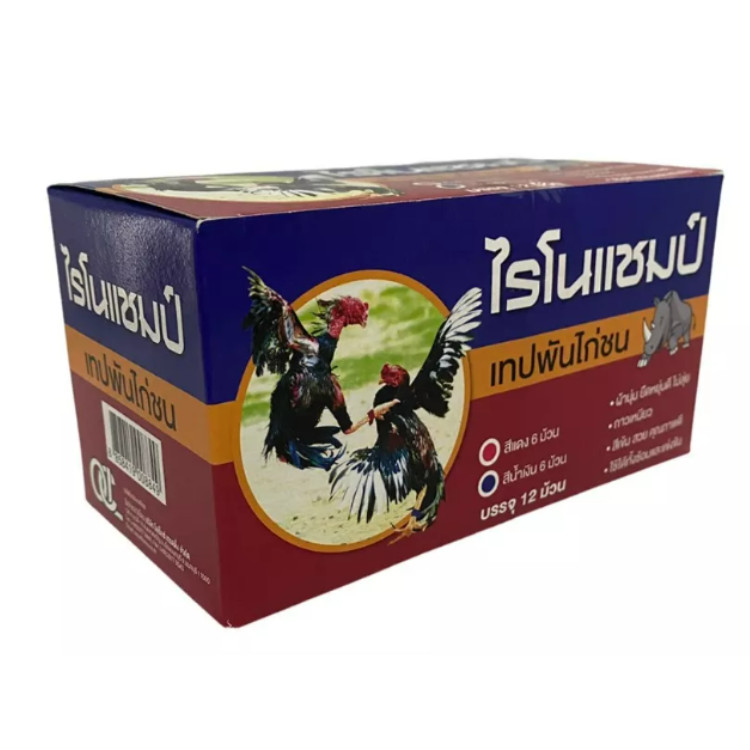 Rhinochamp tape ไรโนแชมป์ เทปพันไก่ชน เทปพันไก่เดือย สีแดง 6 ม้วน/สีน้ำเงิน 6 ม้วน (chicken tape) - รูปที่ 3