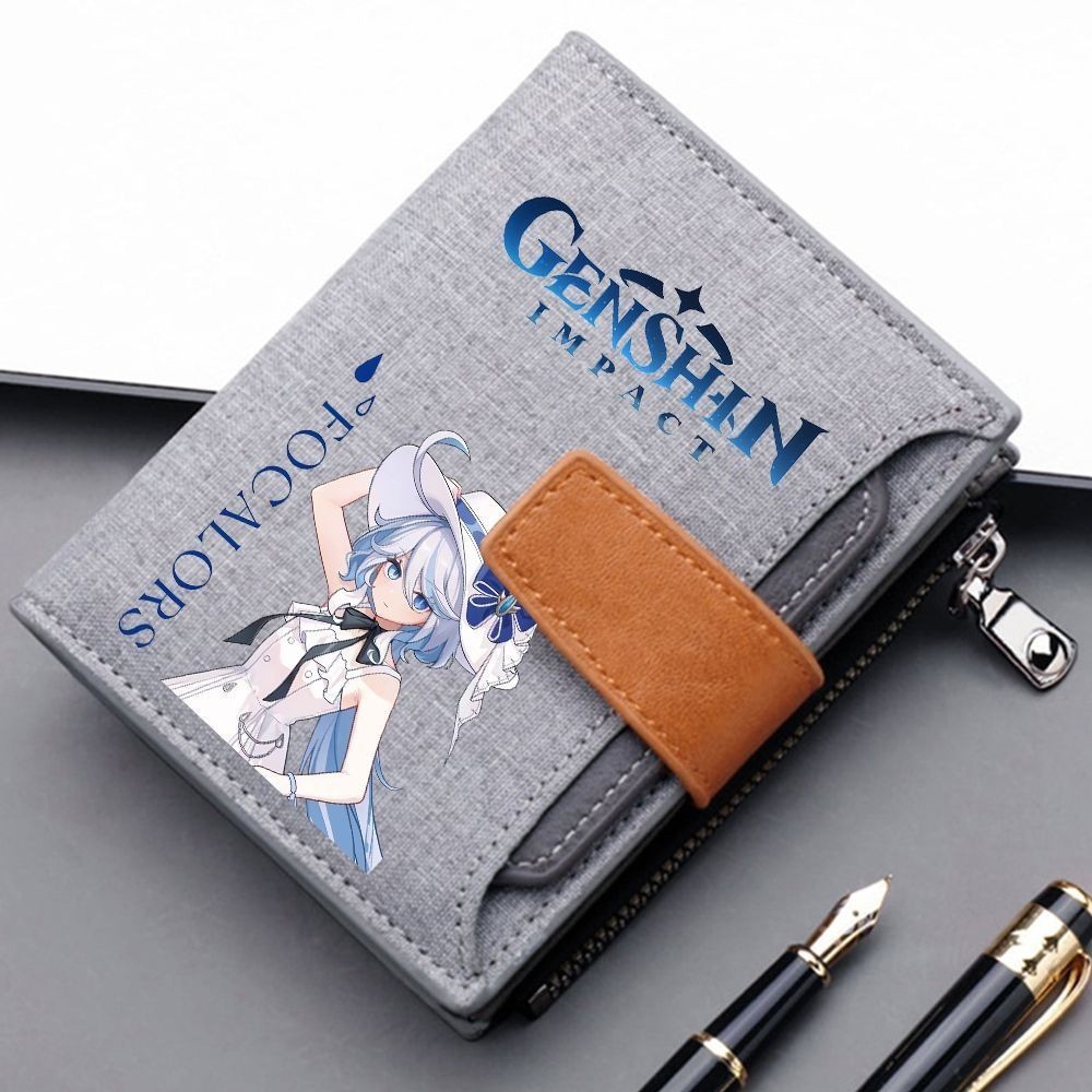 ★Genshin Impact★Furina สินค้าอะนิเมะกระเป๋าสตางค์ Focalors ผู้ถือบัตรสั้นสองมิติ