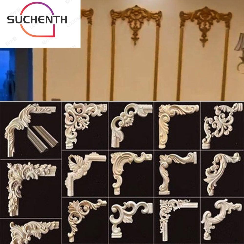 Suchenth ฟิกเกอร์ไม้แกะสลัก ลายดอกไม้ธรรมชาติ หลายสไตล์ สําหรับตกแต่งผนัง ประตู เฟอร์นิเจอร์