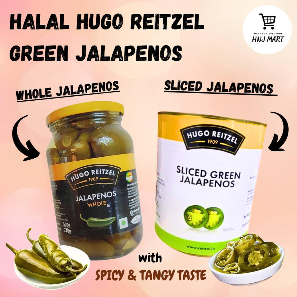 Hugo Reitzel Jalapenos สีเขียวหั่นบาง ๆ 3 กก. Jalapenos ดองพริกไทย Jalapeno ดองหั่นบาง ๆ