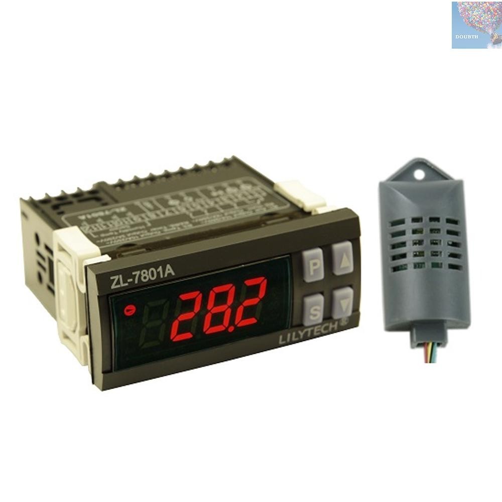 Doubth เครื่องวัดอุณหภูมิความชื้น อัจฉริยะ PID มัลติฟังก์ชั่น พร้อมหน้าจอ LCD และเซนเซอร์สองตัว 100V-240V AC ZL-7801A