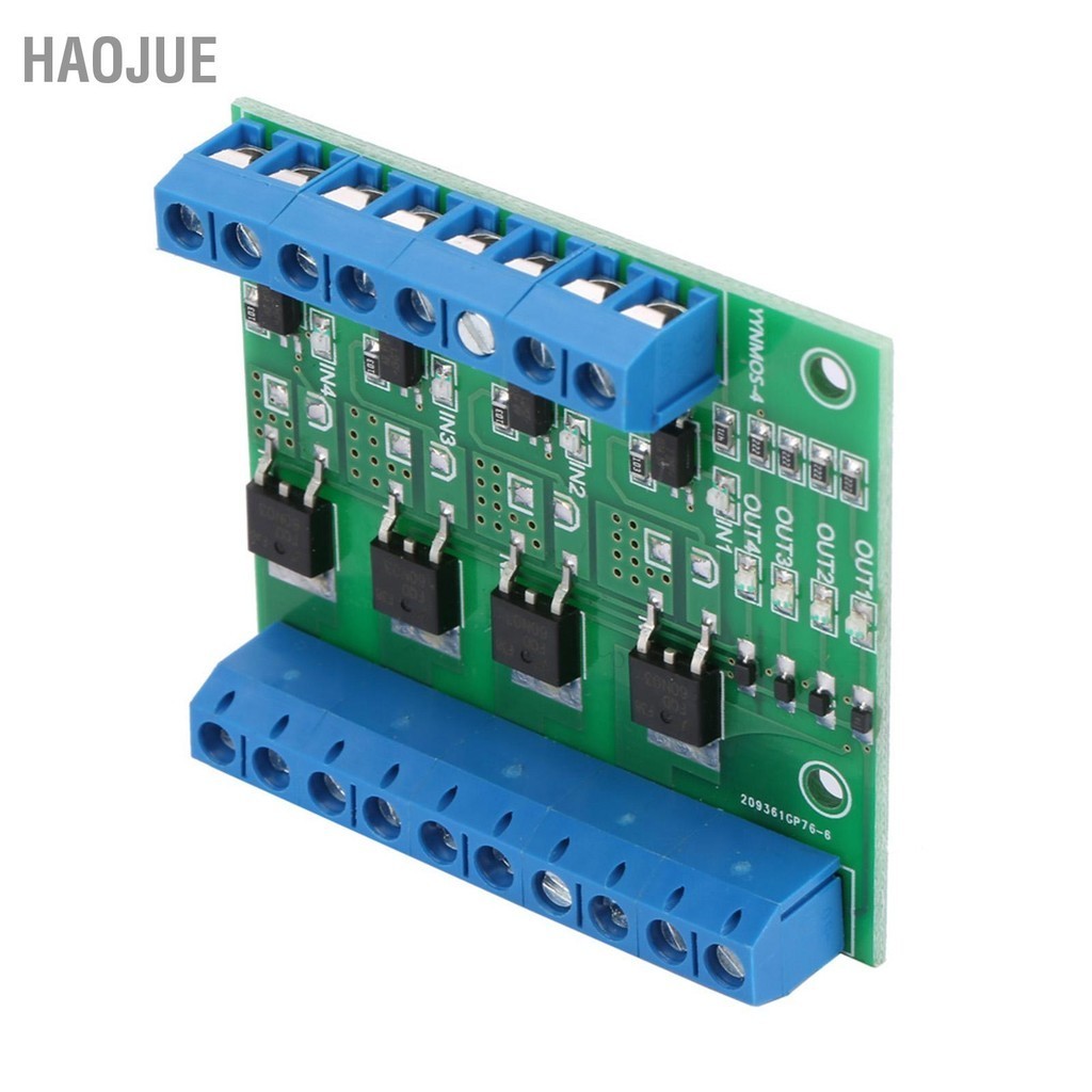 HaoJue PWM 4 ช่อง MOS FET โมดูล PLC Amplifier Circuit Board 3-20V ถึง 3.7-27VDC 10A