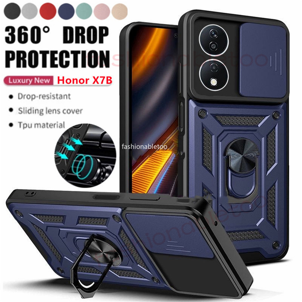 เคสโทรศัพท์มือถือ กันกระแทก ป้องกันเลนส์กล้อง พร้อมแหวนขาตั้ง สําหรับ Honor X7B X7A X 7B X 7A X7 B HonorX7B HonorX7A CLK-LX1 2023