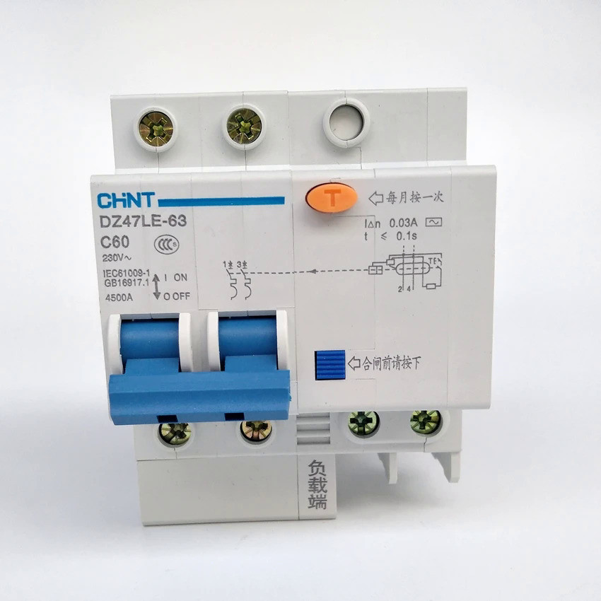 Chint DZ47LE-63 2P C60A 30mA Earth Leakage Circuit Breaker/ Residual Current ดําเนินการ Circuit Brea