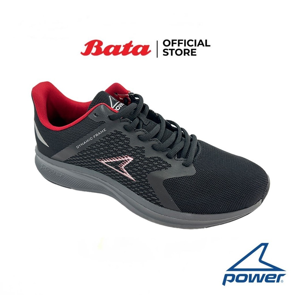 Bata บาจา รองเท้ากีฬาวิ่งออกกำลังกายแบบผูกเชือก พร้อมเทคโนโลยีรองรับน้ำหนักเท้า สำหรับผู้ชาย รุ่น HARROW PLUS KAZAM สีดำ รหัส 8286819
