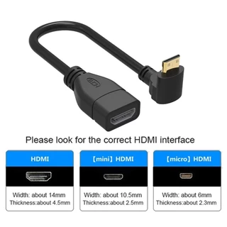ส่งไว ประกัน1ปีเต็ม! Minihdmiตรงข้ามขวามุม90องศาMiniชายหญิงHDMI ที่รองรับได้Converter สายเคเบิลอะแดปเตอร์ HDTV Connector